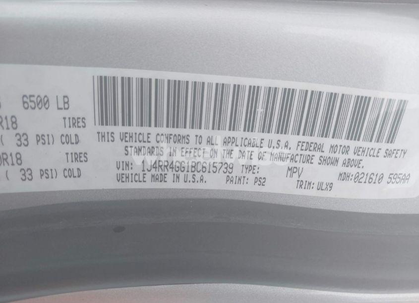 Photo 9 of 2011 Jeep Grand CHEROKEE LAREDO (VIN 1J4RR4GG1BC615739)