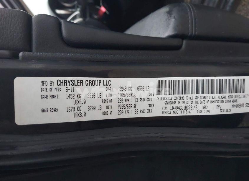 Photo 9 of 2011 Jeep Grand CHEROKEE LAREDO (VIN 1J4RR4GG1BC721401)