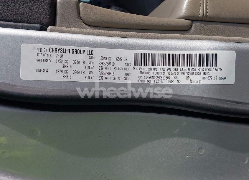 Photo 9 of 2011 Jeep Grand CHEROKEE LAREDO (VIN 1J4RR4GG2BC511504)
