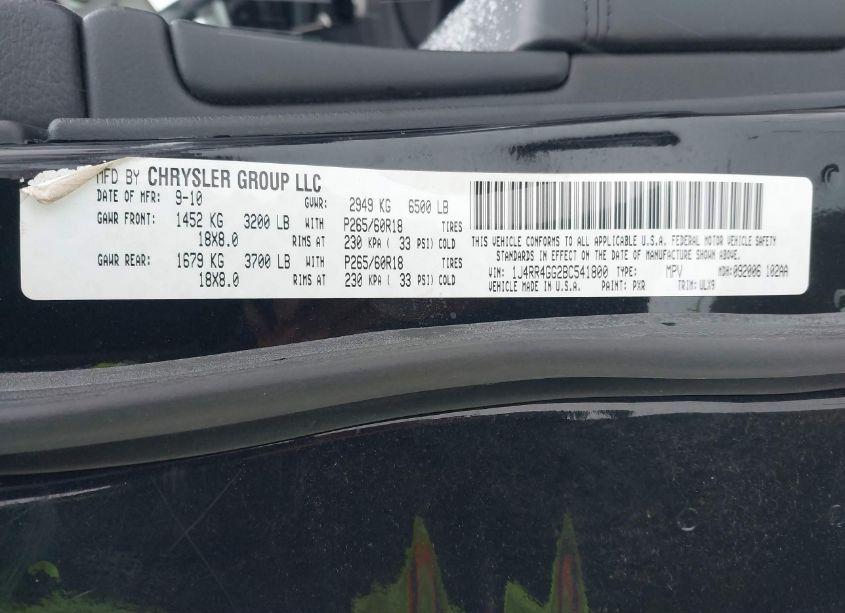 Photo 9 of 2011 Jeep Grand CHEROKEE LAREDO (VIN 1J4RR4GG2BC541800)