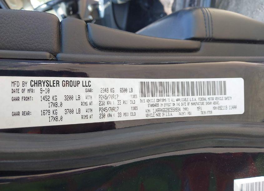 Photo 9 of 2011 Jeep Grand CHEROKEE LAREDO (VIN 1J4RR4GG2BC550934)