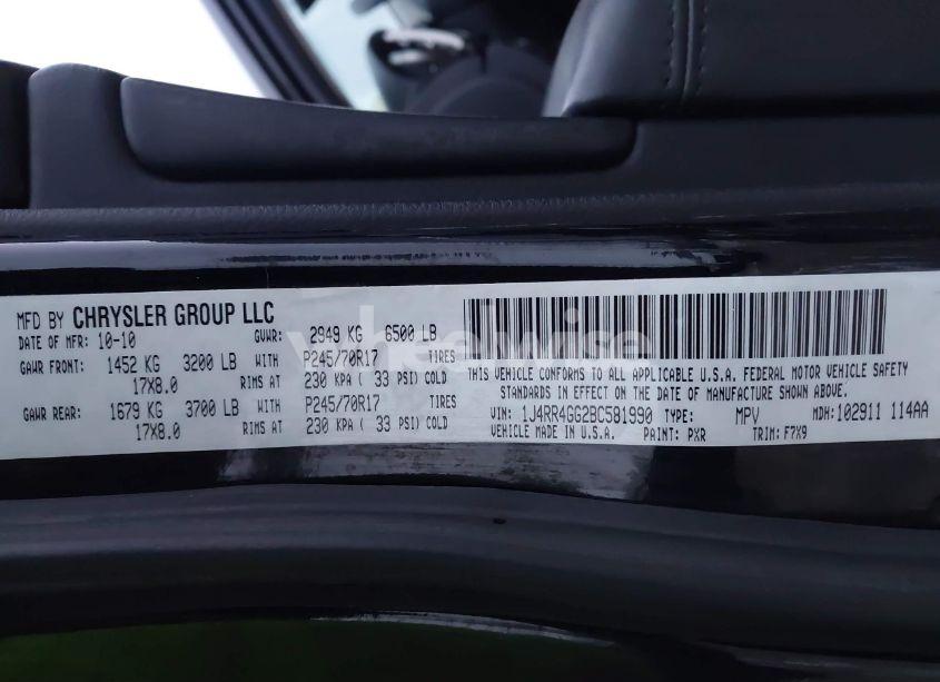 Photo 9 of 2011 Jeep Grand CHEROKEE LAREDO (VIN 1J4RR4GG2BC581990)