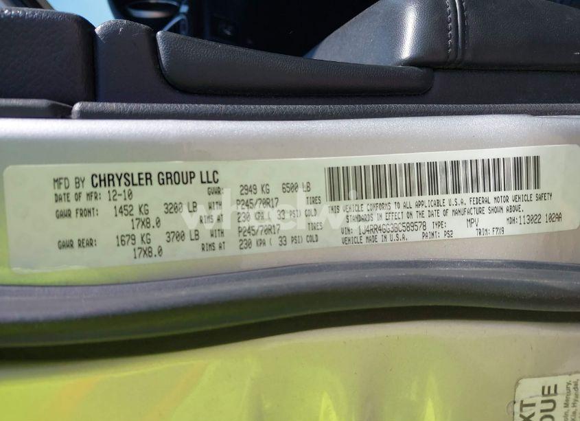 Photo 9 of 2011 Jeep Grand CHEROKEE LAREDO (VIN 1J4RR4GG3BC589578)