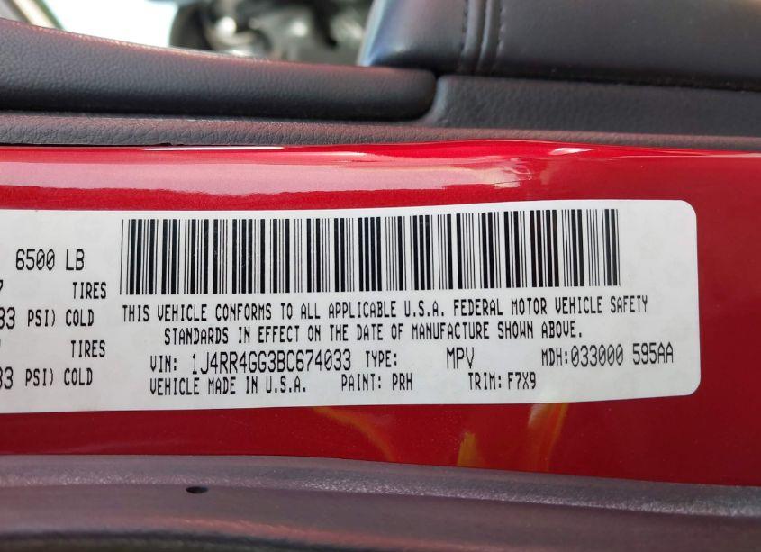 Photo 9 of 2011 Jeep Grand CHEROKEE LAREDO (VIN 1J4RR4GG3BC674033)