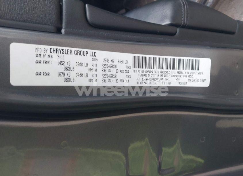 Photo 9 of 2011 Jeep Grand CHEROKEE LAREDO (VIN 1J4RR4GG3BC731279)