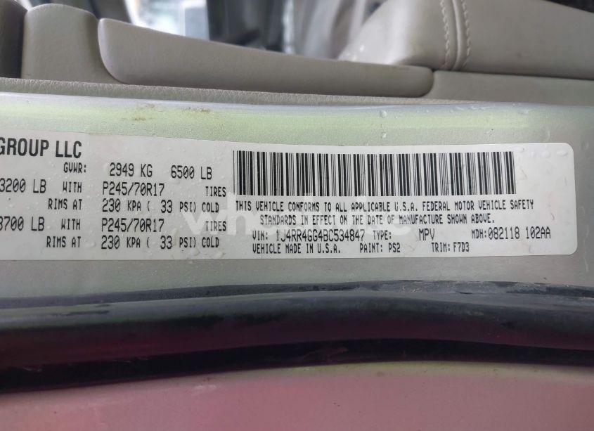 Photo 9 of 2011 Jeep Grand CHEROKEE LAREDO (VIN 1J4RR4GG4BC534847)