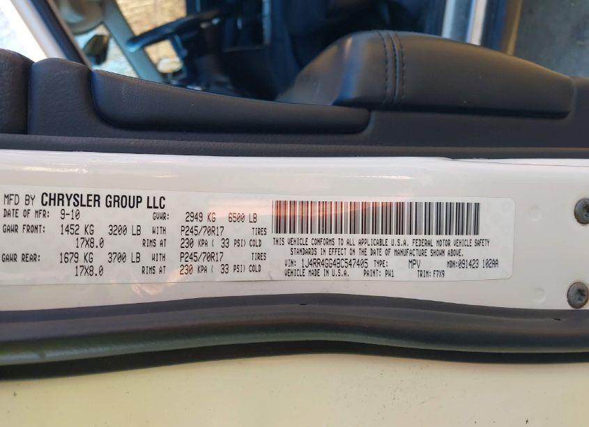 Photo 9 of 2011 Jeep Grand CHEROKEE LAREDO (VIN 1J4RR4GG4BC547405)