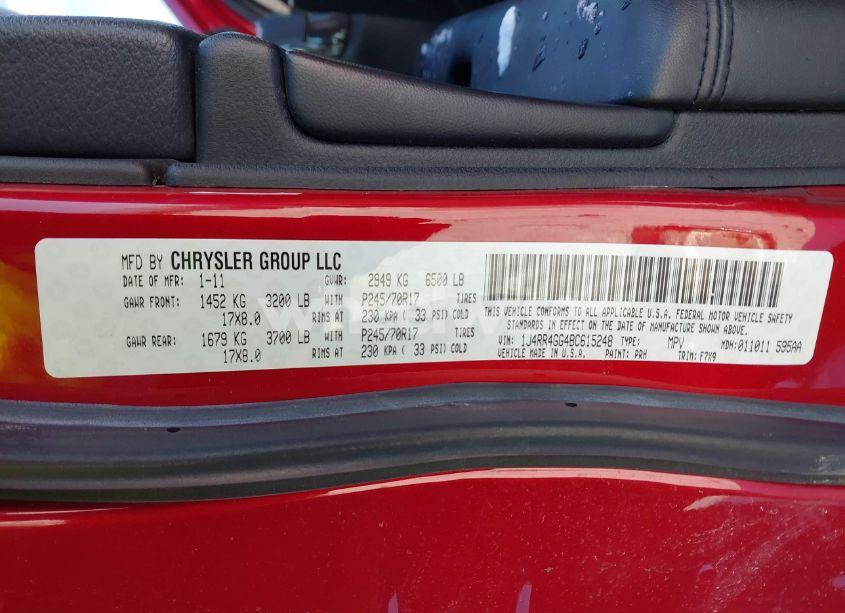 Photo 9 of 2011 Jeep Grand CHEROKEE LAREDO (VIN 1J4RR4GG4BC615248)