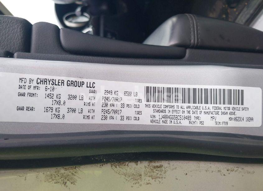 Photo 9 of 2011 Jeep Grand CHEROKEE LAREDO (VIN 1J4RR4GG5BC510489)