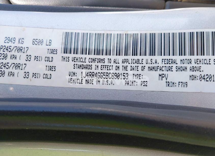 Photo 9 of 2011 Jeep Grand CHEROKEE LAREDO (VIN 1J4RR4GG5BC690153)