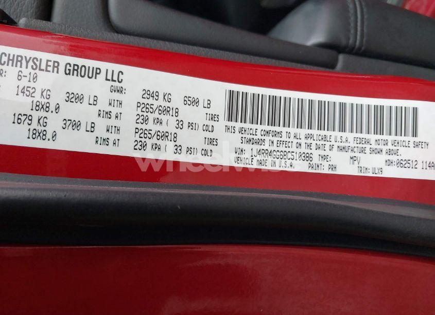 Photo 9 of 2011 Jeep Grand CHEROKEE LAREDO (VIN 1J4RR4GG6BC510386)