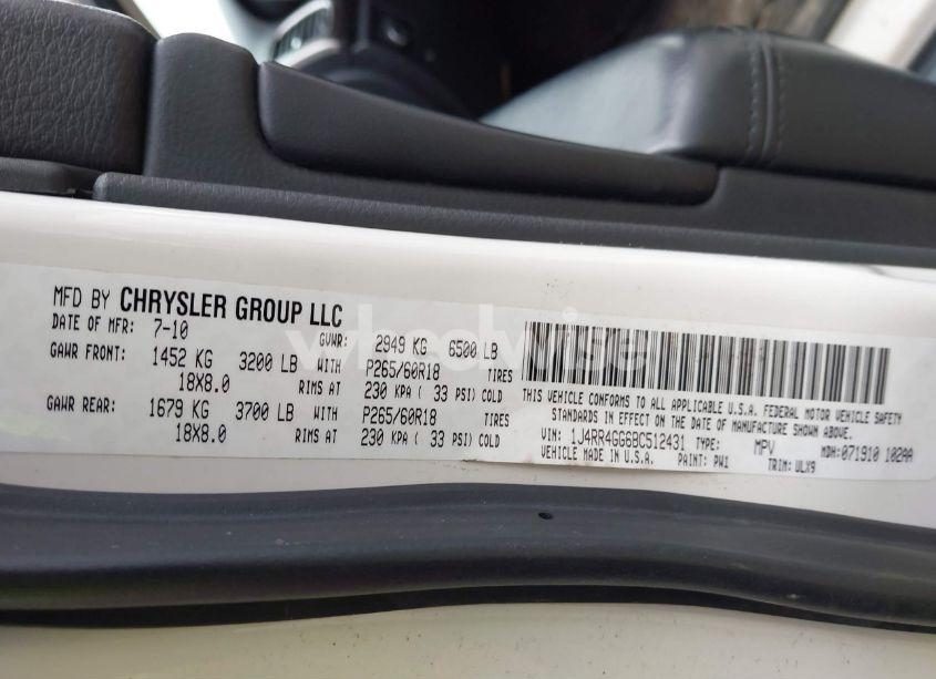 Photo 9 of 2011 Jeep Grand CHEROKEE LAREDO (VIN 1J4RR4GG6BC512431)