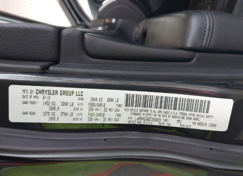 Photo 9 of 2011 Jeep Grand CHEROKEE LAREDO (VIN 1J4RR4GG6BC526829)