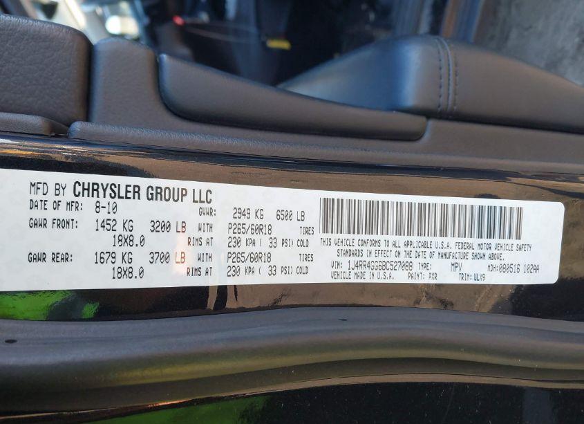 Photo 9 of 2011 Jeep Grand CHEROKEE LAREDO (VIN 1J4RR4GG6BC527088)