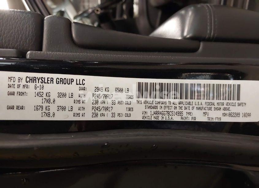 Photo 9 of 2011 Jeep Grand CHEROKEE LAREDO (VIN 1J4RR4GG7BC514995)