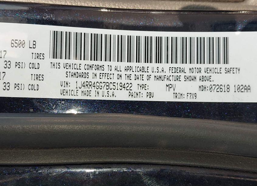 Photo 9 of 2011 Jeep Grand CHEROKEE LAREDO (VIN 1J4RR4GG7BC519422)