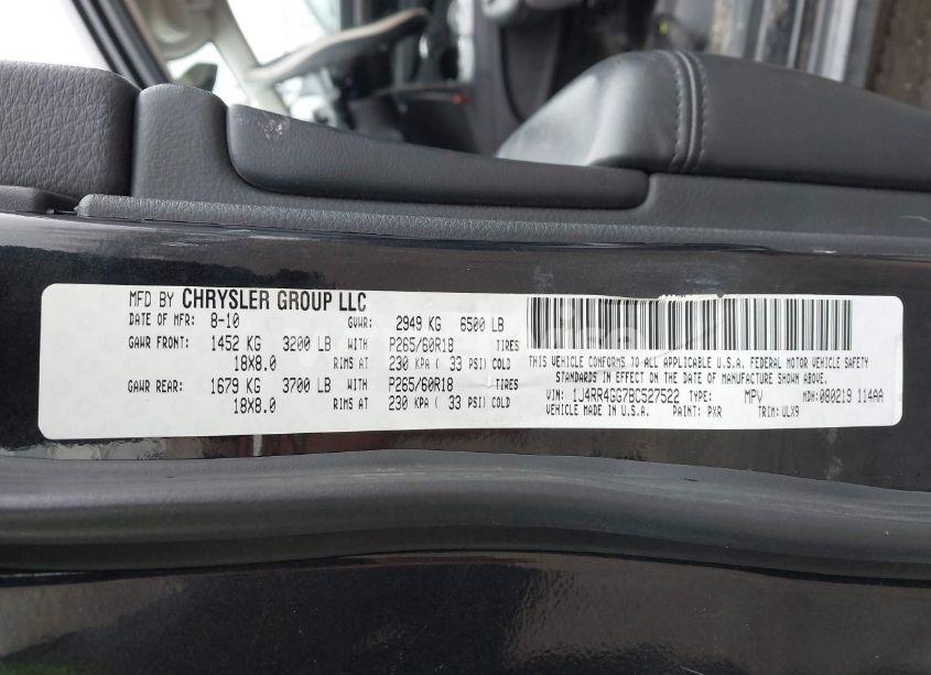 Photo 9 of 2011 Jeep Grand CHEROKEE LAREDO (VIN 1J4RR4GG7BC527522)