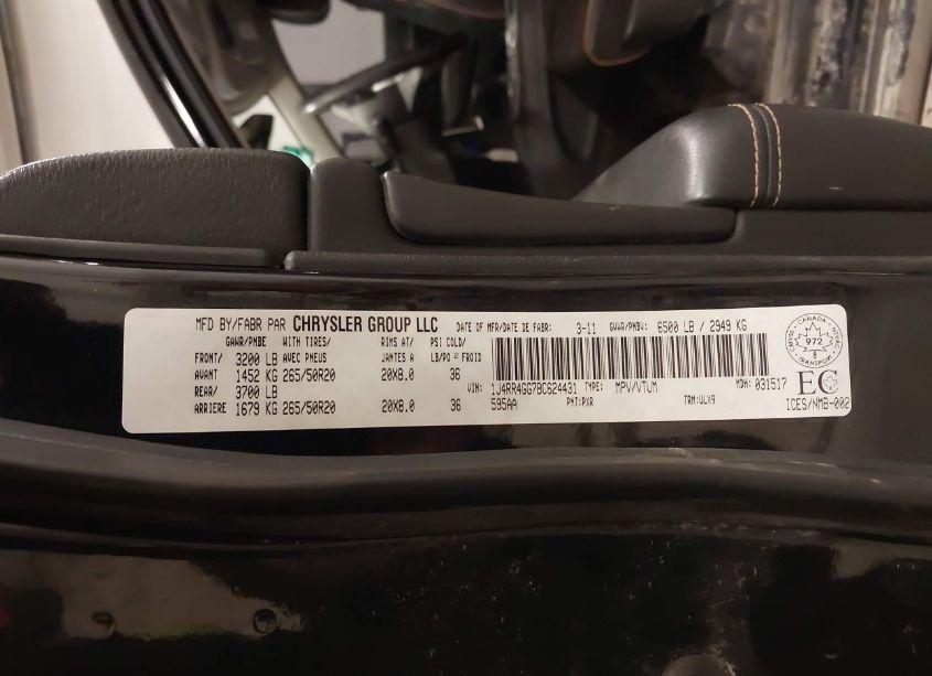 Photo 9 of 2011 Jeep Grand CHEROKEE LAREDO (VIN 1J4RR4GG7BC624431)