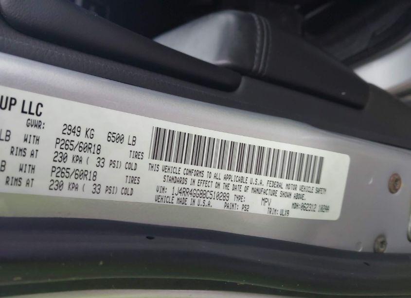 Photo 9 of 2011 Jeep Grand CHEROKEE LAREDO (VIN 1J4RR4GG8BC510289)