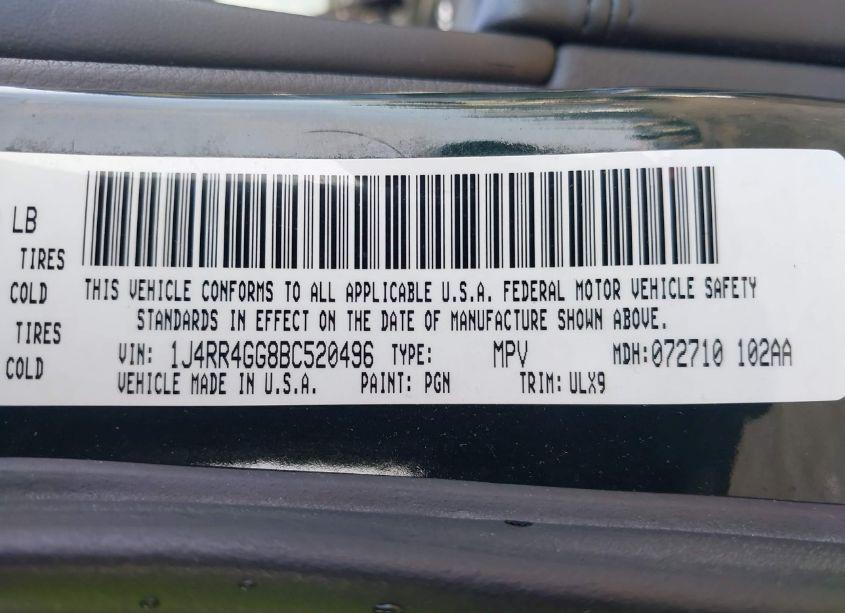 Photo 9 of 2011 Jeep Grand CHEROKEE LAREDO (VIN 1J4RR4GG8BC520496)