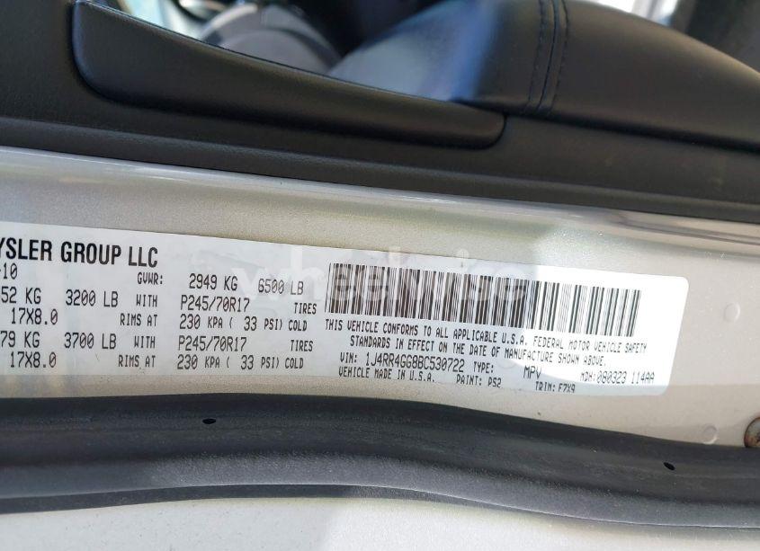 Photo 9 of 2011 Jeep Grand CHEROKEE LAREDO (VIN 1J4RR4GG8BC530722)