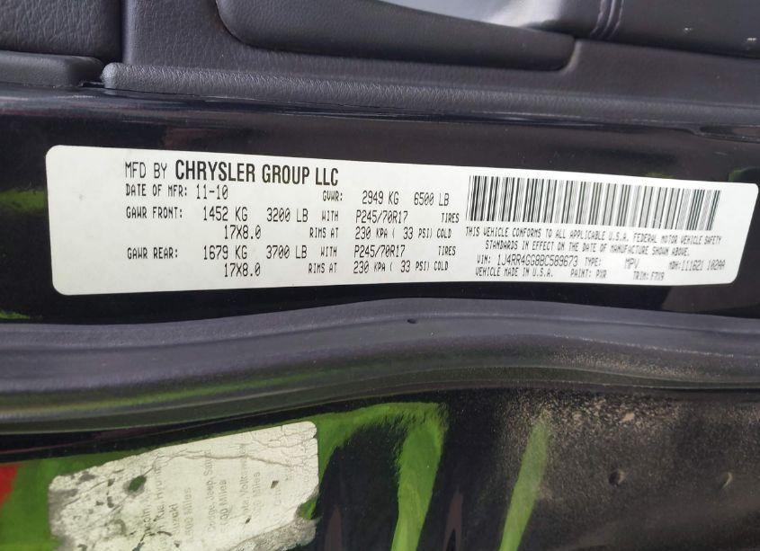 Photo 9 of 2011 Jeep Grand CHEROKEE LAREDO (VIN 1J4RR4GG8BC589673)