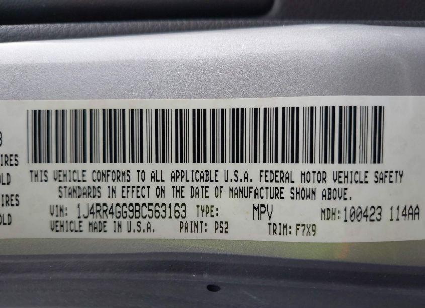 Photo 9 of 2011 Jeep Grand CHEROKEE LAREDO (VIN 1J4RR4GG9BC563163)