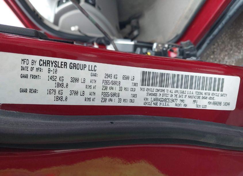 Photo 9 of 2011 Jeep Grand CHEROKEE LAREDO (VIN 1J4RR4GGXBC519477)