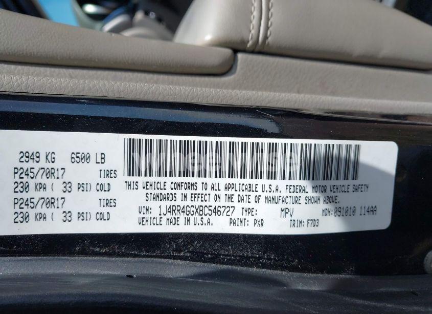 Photo 9 of 2011 Jeep Grand CHEROKEE LAREDO (VIN 1J4RR4GGXBC546727)