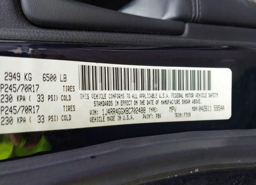 Photo 9 of 2011 Jeep Grand CHEROKEE LAREDO (VIN 1J4RR4GGXBC702488)