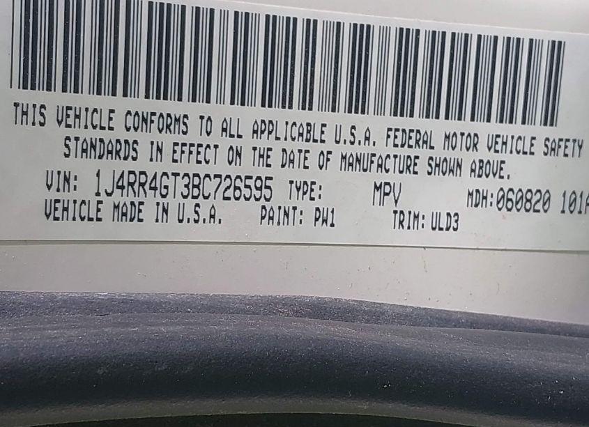 Photo 9 of 2011 Jeep Grand CHEROKEE LAREDO (VIN 1J4RR4GT3BC726595)