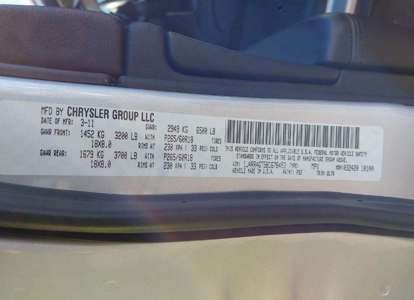 Photo 9 of 2011 Jeep Grand CHEROKEE LAREDO (VIN 1J4RR4GT5BC678453)