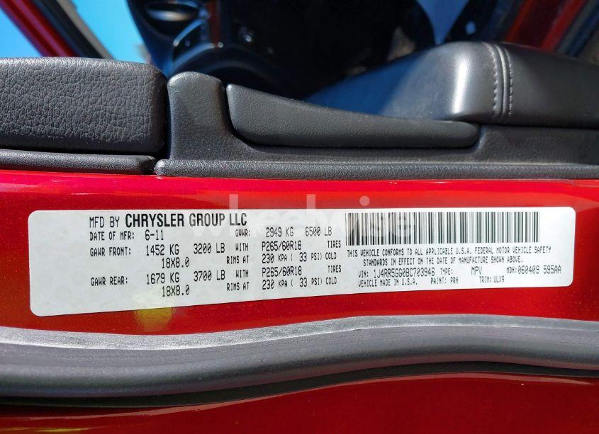 Photo 9 of 2011 Jeep Grand CHEROKEE LIMITED (VIN 1J4RR5GG0BC703946)