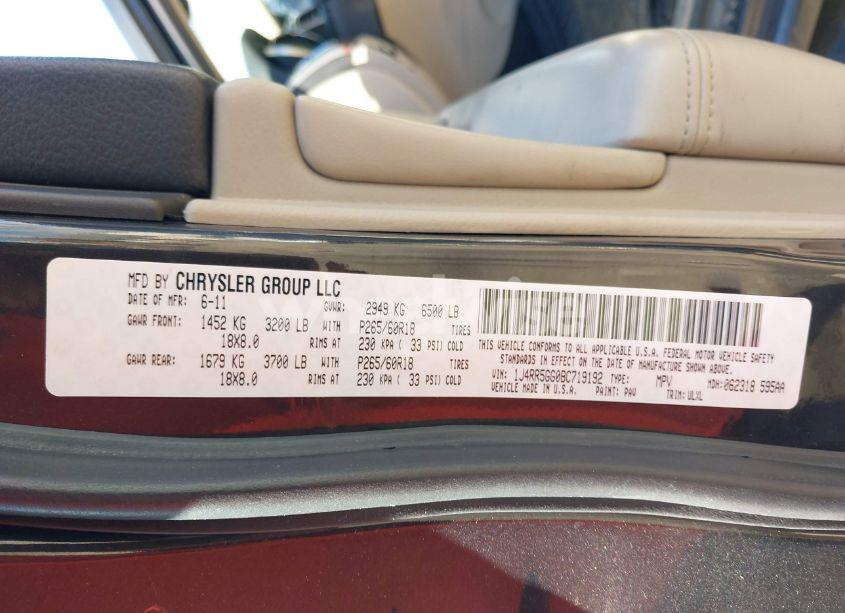 Photo 9 of 2011 Jeep Grand CHEROKEE LIMITED (VIN 1J4RR5GG0BC719192)