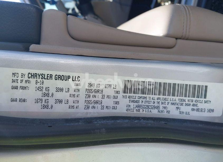 Photo 9 of 2011 Jeep Grand CHEROKEE LIMITED (VIN 1J4RR5GG2BC528485)