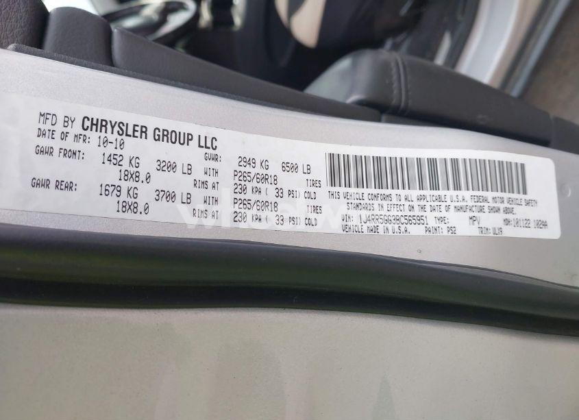 Photo 9 of 2011 Jeep Grand CHEROKEE LIMITED (VIN 1J4RR5GG3BC565951)