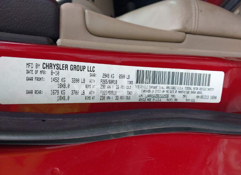 Photo 9 of 2011 Jeep Grand CHEROKEE LIMITED (VIN 1J4RR5GG5BC522938)