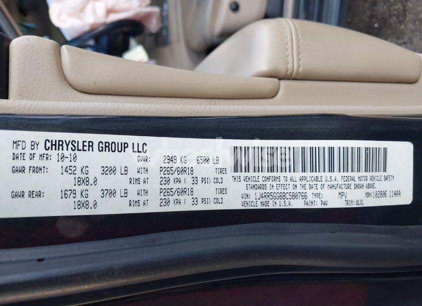 Photo 9 of 2011 Jeep Grand CHEROKEE LIMITED (VIN 1J4RR5GG6BC580766)