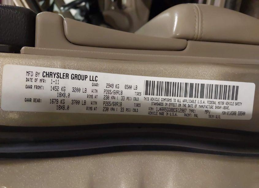 Photo 9 of 2011 Jeep Grand CHEROKEE LIMITED (VIN 1J4RR5GG8BC612987)