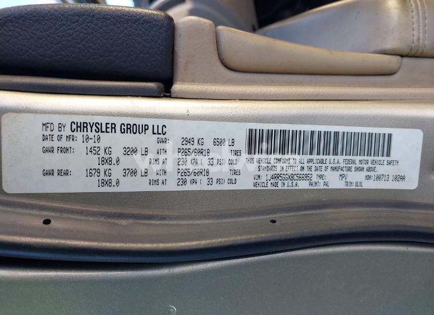 Photo 9 of 2011 Jeep Grand CHEROKEE LIMITED (VIN 1J4RR5GGXBC566952)
