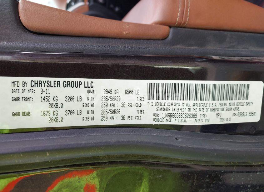 Photo 9 of 2011 Jeep Grand CHEROKEE OVERLAND (VIN 1J4RR6GG6BC626389)