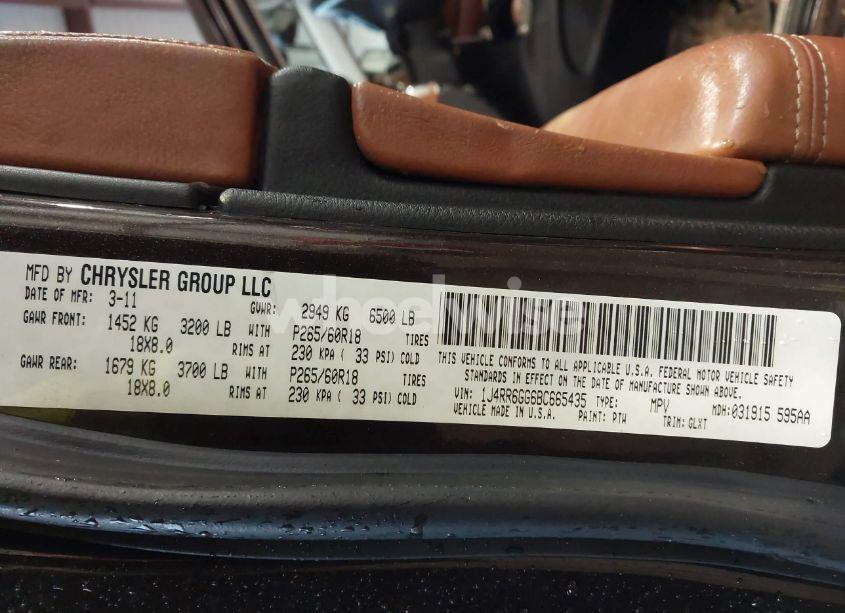 Photo 9 of 2011 Jeep Grand CHEROKEE OVERLAND (VIN 1J4RR6GG6BC665435)