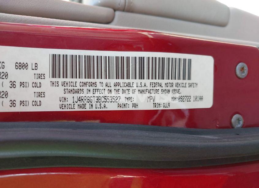 Photo 9 of 2011 Jeep Grand CHEROKEE OVERLAND (VIN 1J4RR6GT3BC553527)