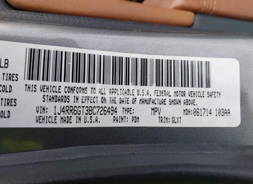 Photo 9 of 2011 Jeep Grand CHEROKEE OVERLAND (VIN 1J4RR6GT3BC726494)