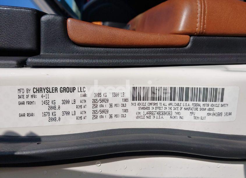 Photo 9 of 2011 Jeep Grand CHEROKEE OVERLAND (VIN 1J4RR6GT4BC690363)