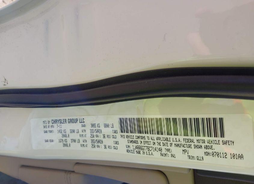 Photo 9 of 2011 Jeep Grand CHEROKEE OVERLAND (VIN 1J4RR6GT7BC714140)