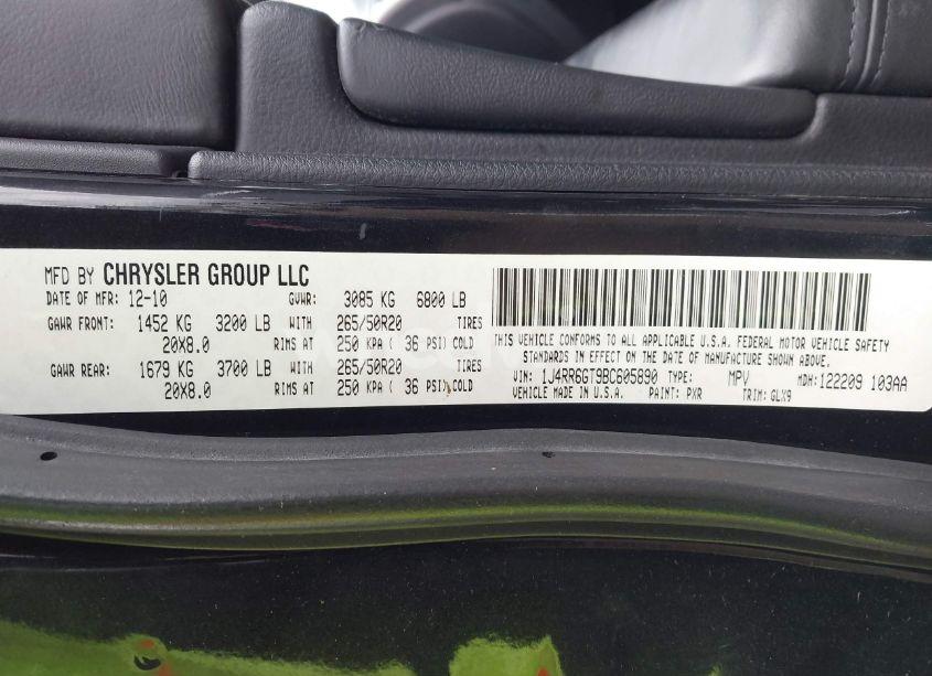 Photo 9 of 2011 Jeep Grand CHEROKEE OVERLAND (VIN 1J4RR6GT9BC605890)