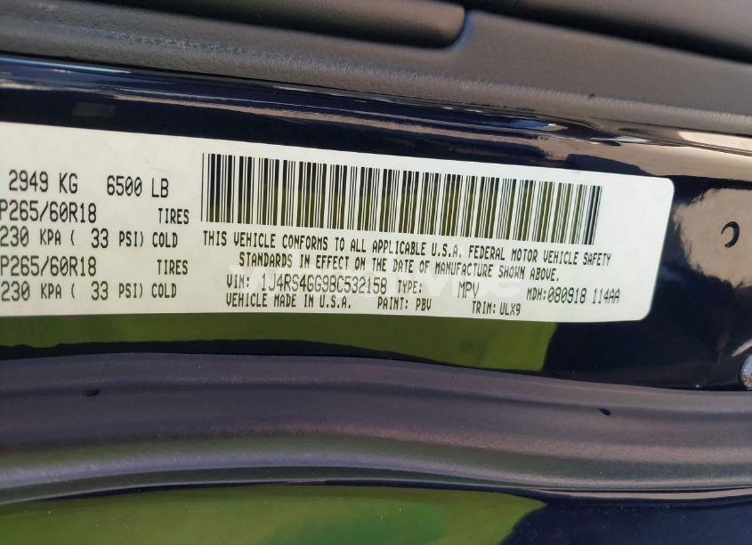 Photo 9 of 2011 Jeep Grand CHEROKEE LAREDO (VIN 1J4RS4GG9BC532158)