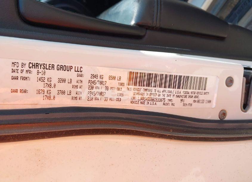 Photo 8 of 2011 Jeep Grand CHEROKEE LAREDO (VIN 1J4RS4GG9BC533875)