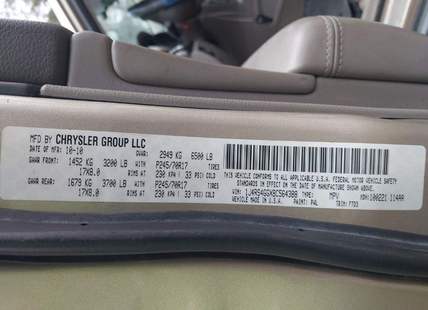 Photo 9 of 2011 Jeep Grand CHEROKEE LAREDO (VIN 1J4RS4GGXBC564388)